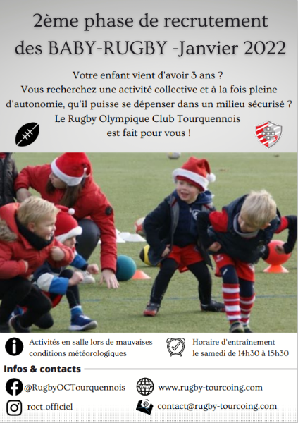 2ème session de recrutement  pour le Baby-Rugby -Janvier 2022