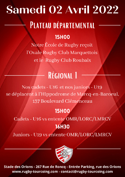 Affiche Matchs - Samedi 02 Avril 2022