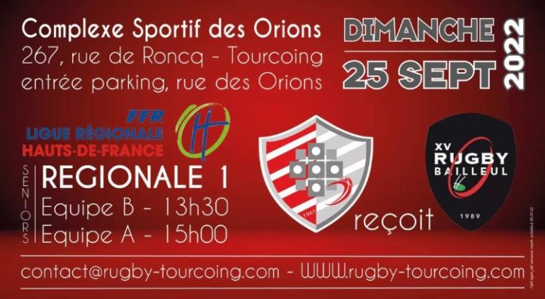 Dimanche 25 Septembre 2022 - Régionale 1 . Tourcoing Vs Bailleul