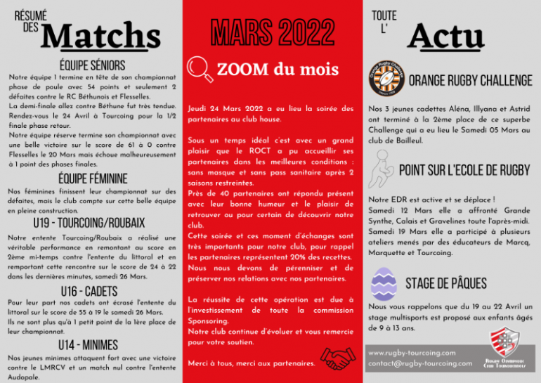 Article mois de Mars 2022